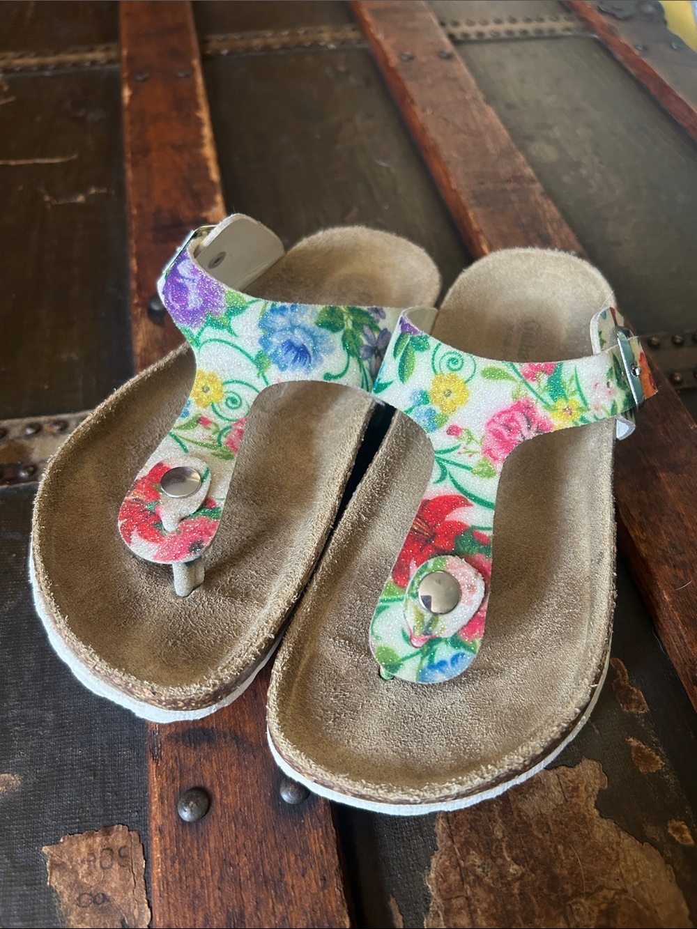 Giulia Palai Kids Floral Print Sandals;Size 2